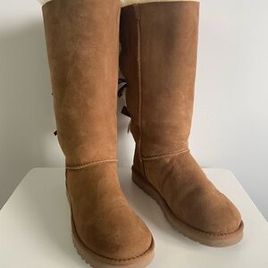 Genuine UGG Australia Classic Brown Suede Women's Boots with bow detail